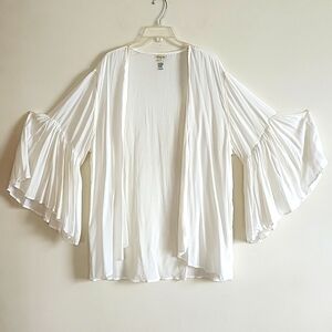 Pilyq Dramatic Bell Sleeve Kimono Flowy White Open Summer Beach Cardigan